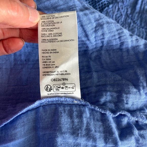 Free People Pearl Floral Maxi Dress Periwinkle Blue Sz Small Boho Open Knit $198 - Picture 8 of 13